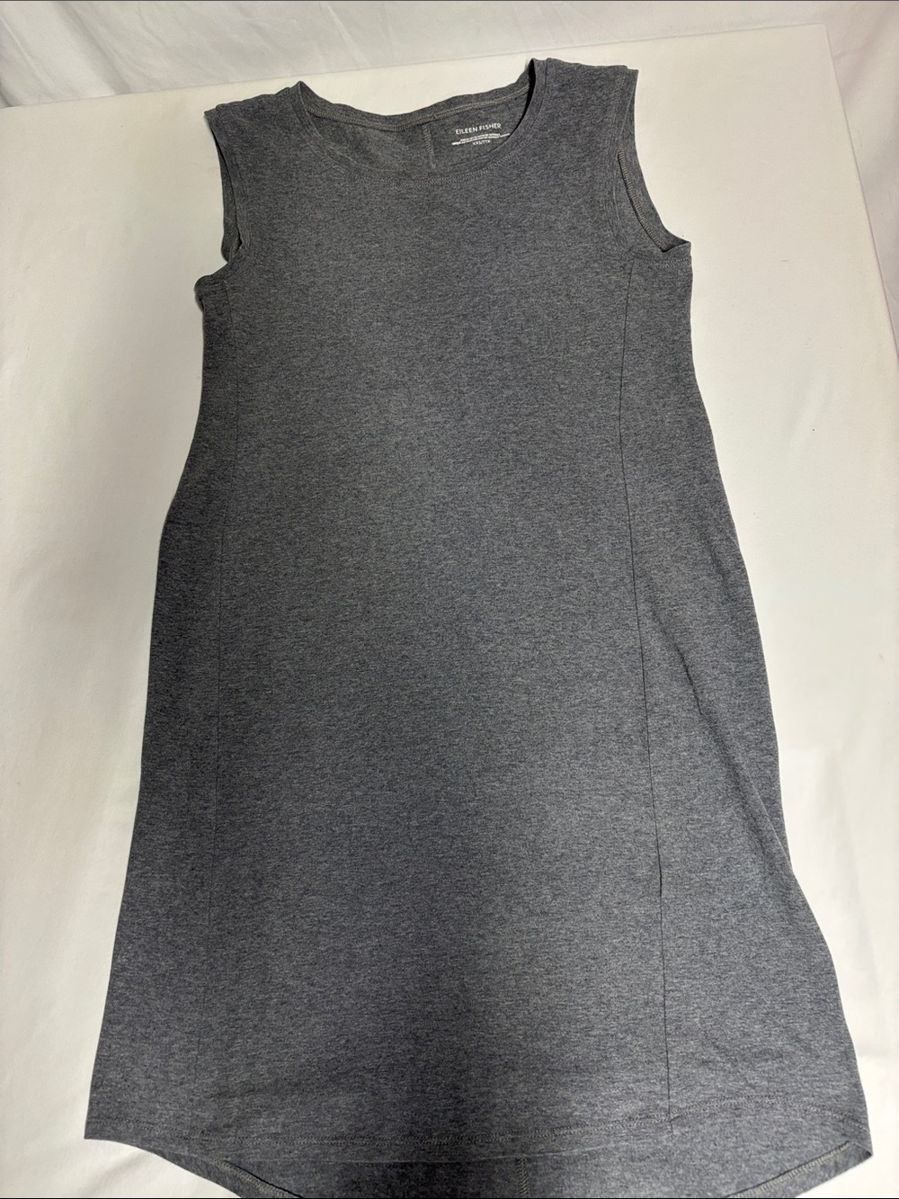 Eileen Fisher XXS Charcoal Gray Organic Cotton Stretch Sleeveless Midi Dress